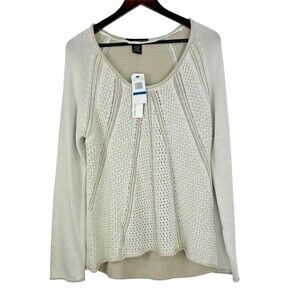 New Calvin Klein Women Beige Size XL Sweater Cotton Blend Soft Knit Pullover N4